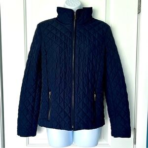 J. Crew navy blue full-zip quilted barn jacket Size S EUC